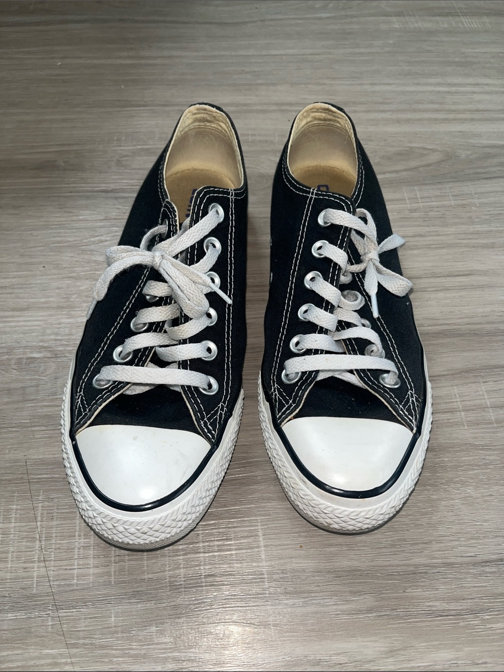Classic Converse All Star Black Canvas Low-Top Sneakers with White Toe